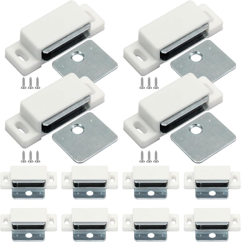 Jersvimc 12Pcs Cabinet Door Magnets Catch Magnetic Door Catch, Magnetic Shutter Hardware Drawer Magnet Latch Cabinet Magnets for Closure Cupboard Closet Bathroom(White) - Image 2